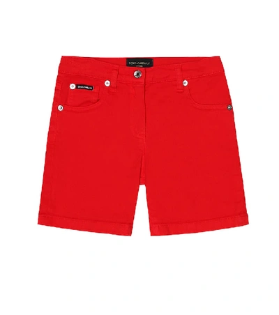 Dolce & Gabbana Kids' Stretch-fit Denim Shorts In Red