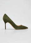 Manolo Blahnik Bb 90mm Suede Stiletto Pumps In Dark Green