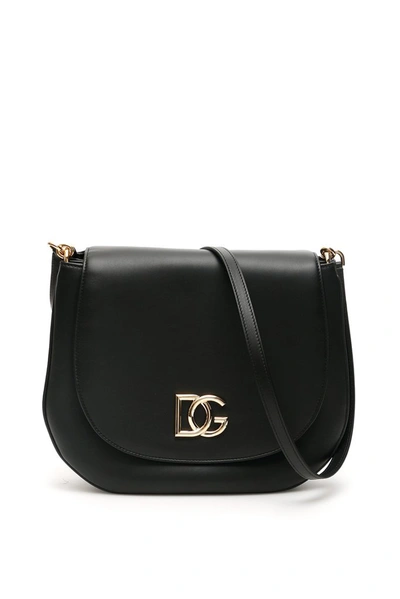 Dolce & Gabbana Monogram Plaque Shoulder Bag In Black