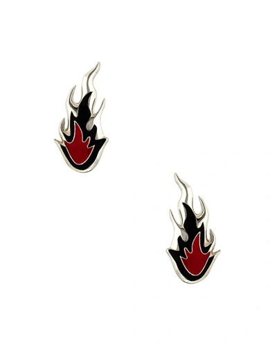 Ambush Flame Sculpted Earrings In Silver