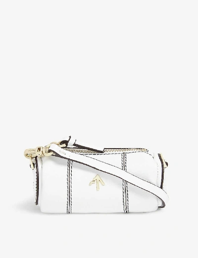 Manu Atelier Micro Cylinder Leather Shoulder Bag In White