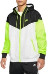 Nike Sportswear Windrunner Hooded Windbreaker In White/ Black/ Volt/ Volt