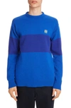Loewe Anagram Embroidered Stripe Wool Sweater In Blue/ Electric Blue