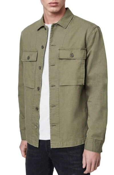Allsaints Recon Regular Fit Button-up Shirt In Olive Green