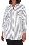 FOXCROFT VERA CAREER STRIPE BUTTON-UP SHIRT,190927