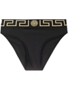 Versace Stretch Cotton Briefs With Logoed Elastic Band In Black