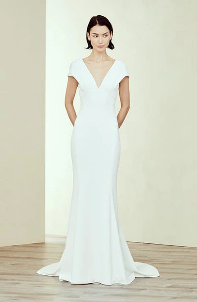 Amsale Kai Crepe Trumpet Wedding Dress In Ivory