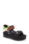 Camper Oruga Up Platform Sport Sandal In Black Multicolor Leather