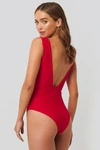 NA-KD Wide Shoulder Strap Swimsuit Red