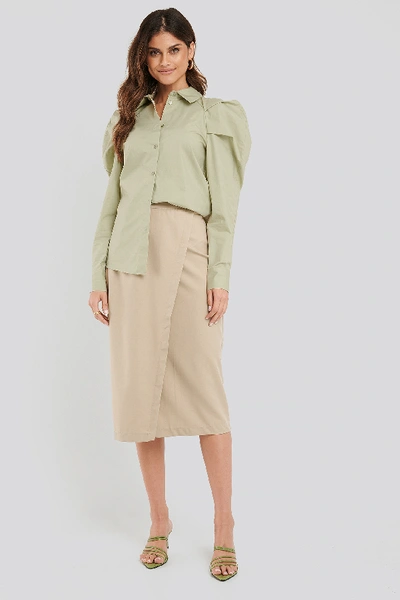 Na-kd Classic Tailored Overlap Midi Skirt - Beige