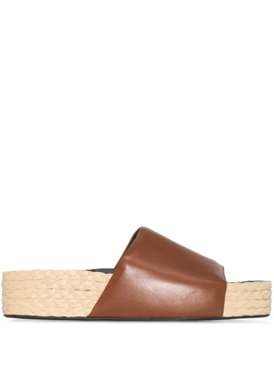 Simon Miller Mud 45mm Leather And Raffia Espadrilles In Brown