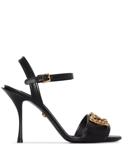 Dolce & Gabbana Dg Amore 95mm Pearl-embellished Sandals In Black