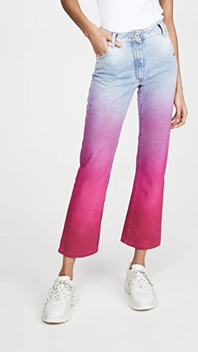 Off-white Degrade Cropped Jeans In Fuchsia