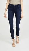 7 For All Mankind Skinny Ankle Jeans With Step Hem In Dark Riverside In Slim Illusion Twilight Blue