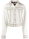 Philipp Plein Leather Jacket Studs Skull In White