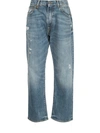 R13 Blue Distressed Boyfriend Jeans In Blue