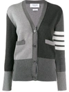 Thom Browne Gray Funmix 4-bar Classic V-neck Cardigan In Grey