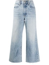 Slvrlake Grace Cropped Frayed High-rise Wide-leg Jeans In Blue