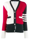 Thom Browne 4-bar Colorblock Wool Cardigan In Red
