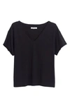 Madewell Supima Cotton Drapey V-neck Crop T-shirt In True Black