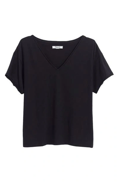 Madewell Supima Cotton Drapey V-neck Crop T-shirt In True Black