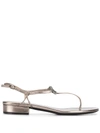 Valentino Vlogo Glow Metallic Leather Sandals In Grey