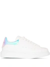 Alexander Mcqueen Iridescent-trimmed Leather Exaggerated-sole Sneakers In White