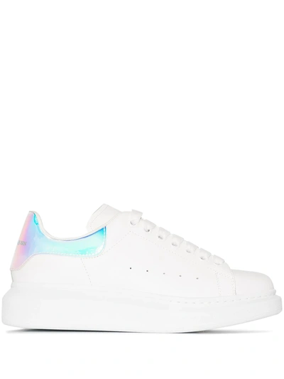 Alexander Mcqueen Ssense 独家发售灰白色 Holographic 阔型运动鞋 In White/shock Pink