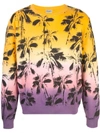 Saint Laurent Dip-dye Palm Trees Print Sweatshirt In Multicolor