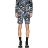 GIVENCHY GIVENCHY BLACK AND BLUE FLOWERS SHORTS