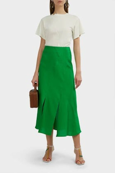 Rejina Pyo Lynn Panelled Satin-jacquard Skirt In Green