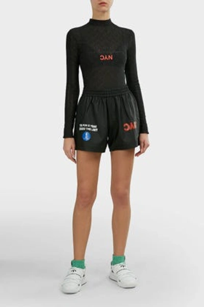 Adidas Originals By Alexander Wang Graphic Rib-knit Boydsuit In Black