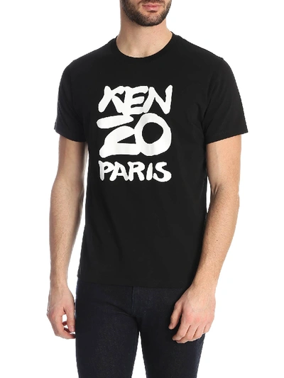 Kenzo Paris Logo Print T-shirt In Black