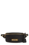 Moschino Logo Nylon Belt Bag In Black