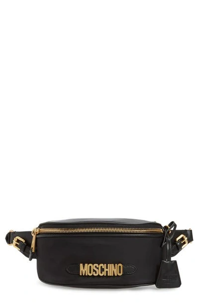 Moschino Logo Nylon Belt Bag In Black