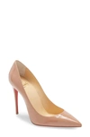 Christian Louboutin So Kate Patent Pointed-toe Red Sole Pump In Beige