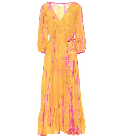 Anna Kosturova Tie-dye Silk Midi Dress In Orange