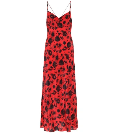 Les Rêveries Floral-print Silk Crepe De Chine Maxi Dress In Red