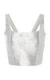 BRANDON MAXWELL Metallic Cotton-Blend Bustier Top,777981