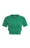 Alexis Finzi Ribbed-knit Cropped Top In Green