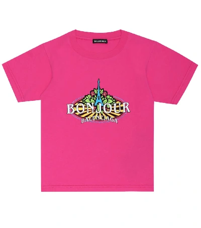 Balenciaga Kids' Printed Cotton T-shirt In Pink