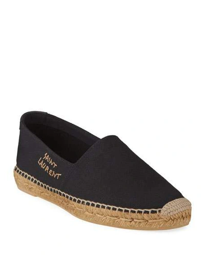 SAINT LAURENT MEN'S LOGO-STITCHED CANVAS ESPADRILLES,PROD226700112