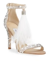 Jimmy Choo Viola 100 Embellished Suede Sandals In White Metallic