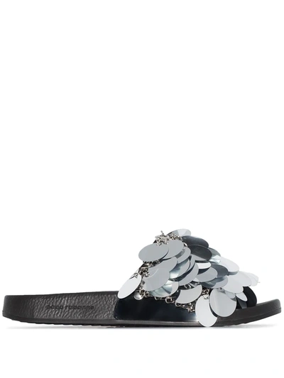 PACO RABANNE SEQUIN STRAP SLIDES