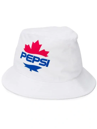 Dsquared2 Pepsi Logo Cotton Bucket Hat In White