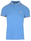 Moncler Logo Embroidery Cotton-piqué Polo Shirt In Blue