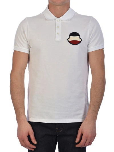 Moncler White Manica Corta Maglia Polo