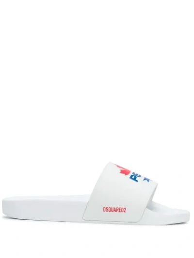 Dsquared2 Slide Sandal With Pepsi Logo In White