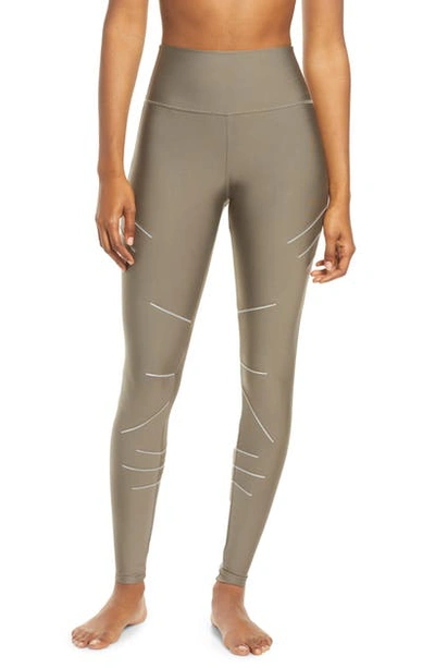 Alo Yoga Sequence Glow In The Dark High Waist Leggings In Olive Branch