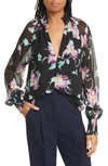 A.L.C VENETIA FLORAL SILK BLOUSE,5TOPS00698